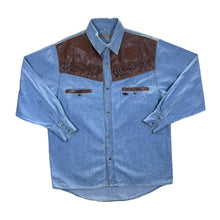 Load image into Gallery viewer, Vintage STARS &amp; STRIPES Cowboy Western Style Long Sleeve Blue Denim Shirt
