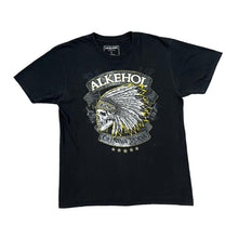 Load image into Gallery viewer, ALKEHOL &quot;Ohniva Voda&quot; Gothic Skull Spellout Graphic T-Shirt
