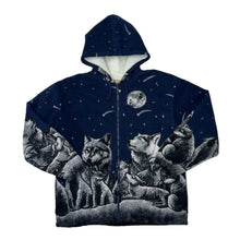 Load image into Gallery viewer, Early 00&#39;s BRUNO GALLI Wolf Animal Nature All-Over Print Sherpa Teddy Bear Fleece Zip Hoodie
