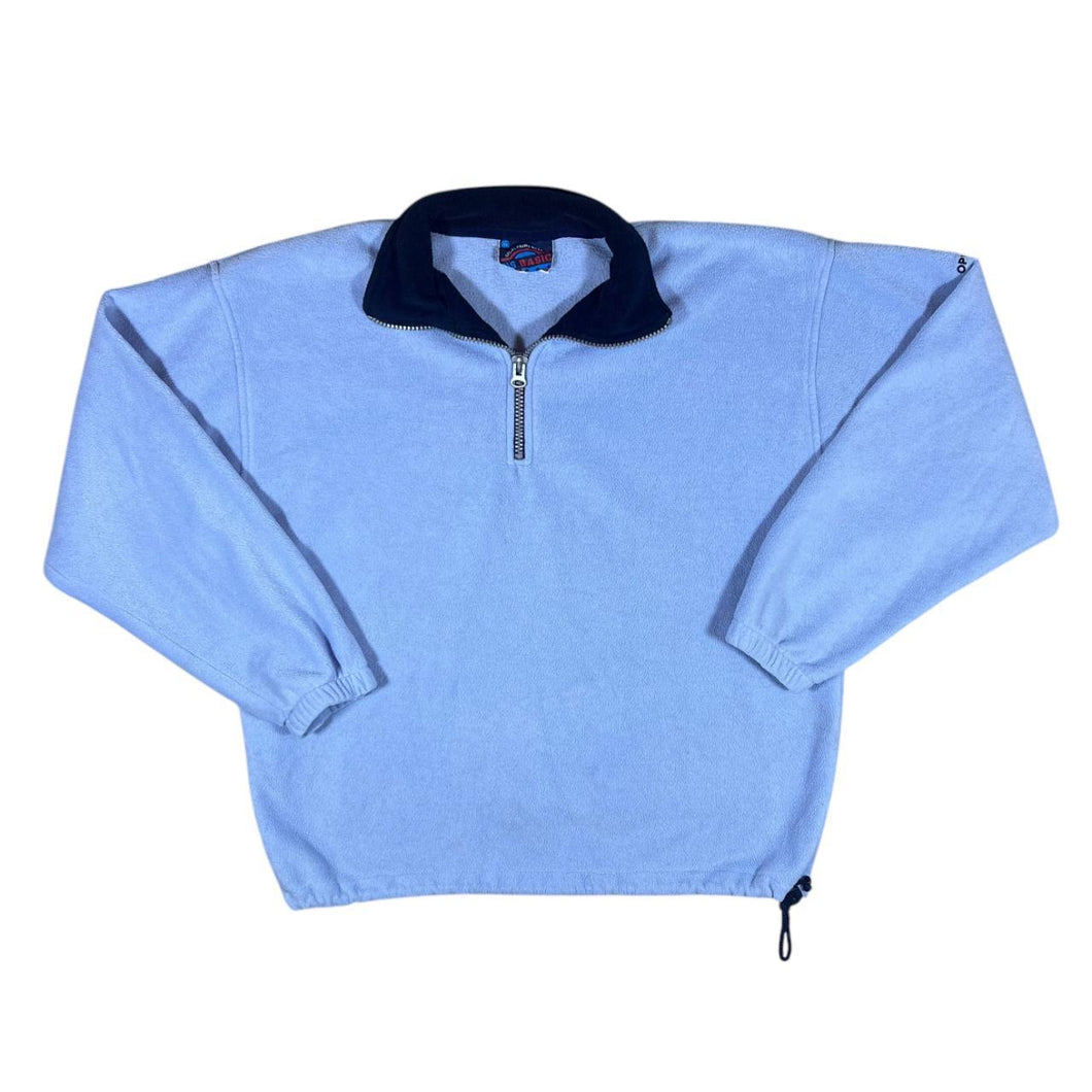 Vintage US BASIC Classic Blue 1/4 Zip Pullover Fleece Sweatshirt