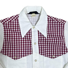 Load image into Gallery viewer, Vintage Sears Western Wear Pearl Snap Popper Red Check White Long Sleeve Shirt
