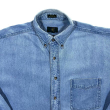Load image into Gallery viewer, Vintage Club Room Blue Denim Long Sleeve Button-Up Cotton Shirt
