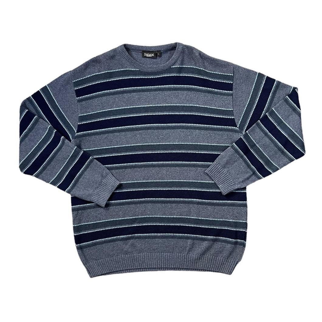 Early 00's NATURAL MENSWEAR Multi Striped Acrylic Cotton Knit Sweater Jumper