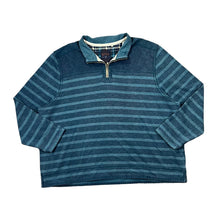 Load image into Gallery viewer, MANTARAY Classic Blue Striped Heavy Cotton 1/4 Zip Pullover Sweatshirt
