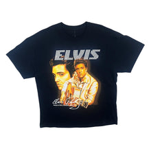 Load image into Gallery viewer, Elvis Presley Rock N Roll Singer Music Tribute Spellout Graphic Black T-Shirt
