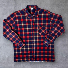 Load image into Gallery viewer, Vintage Navy Blue Red Lumberjack Plaid Check Long Sleeve Cotton Flannel Shirt
