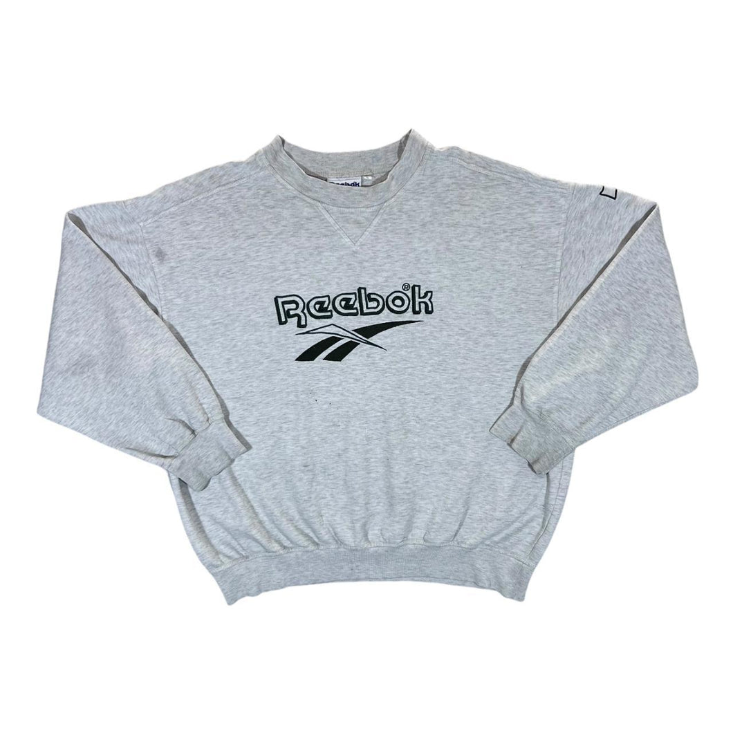 Vintage 90's REEBOK Embroidered Big Logo Spellout Distressed Crewneck Sweatshirt