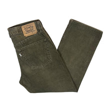 Load image into Gallery viewer, Vintage LEVI&#39;S 551 White Tab Khaki Green Corduroy Cord Straight Leg Trousers
