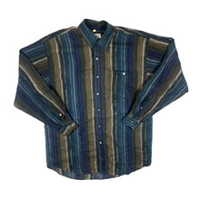 Load image into Gallery viewer, Vintage Pure Silk Abstract Multi Colour Striped 100% Silk Long Sleeve Shirt
