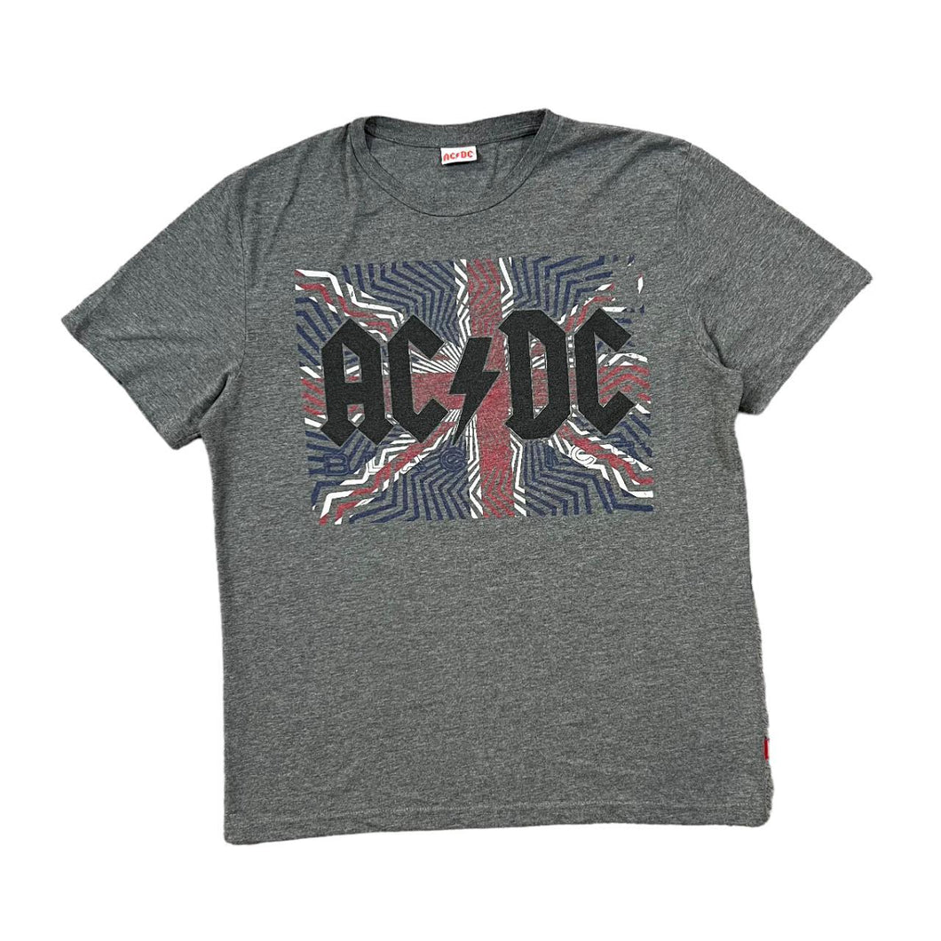 AC/DC (2010) Union Jack Logo Spellout Graphic Hard Rock Band T-Shirt