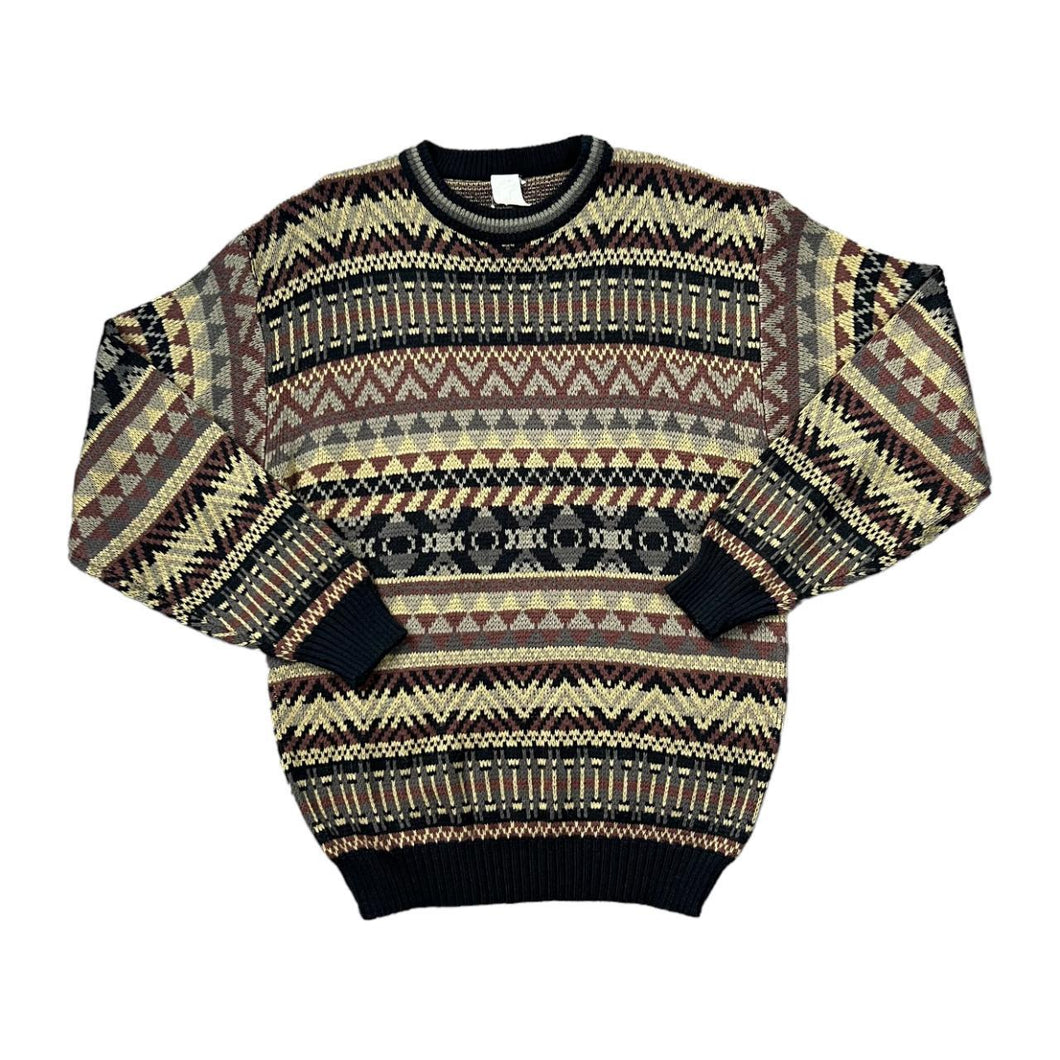 Vintage 90's Abstract Grandad Patterned Knit Sweater Jumper