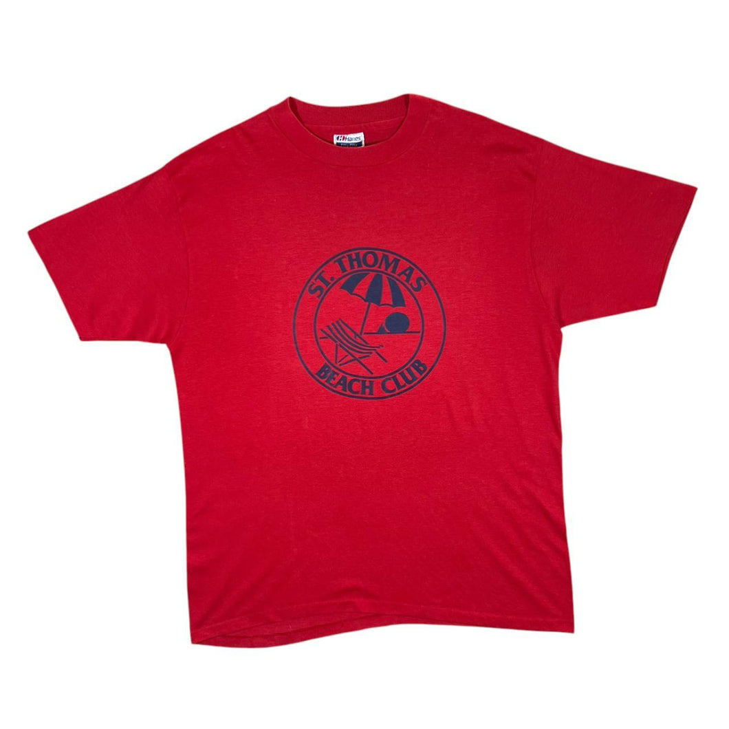 Vintage 90's Hanes ST. THOMAS BEACH CLUB Souvenir Graphic Single Stitch T-Shirt