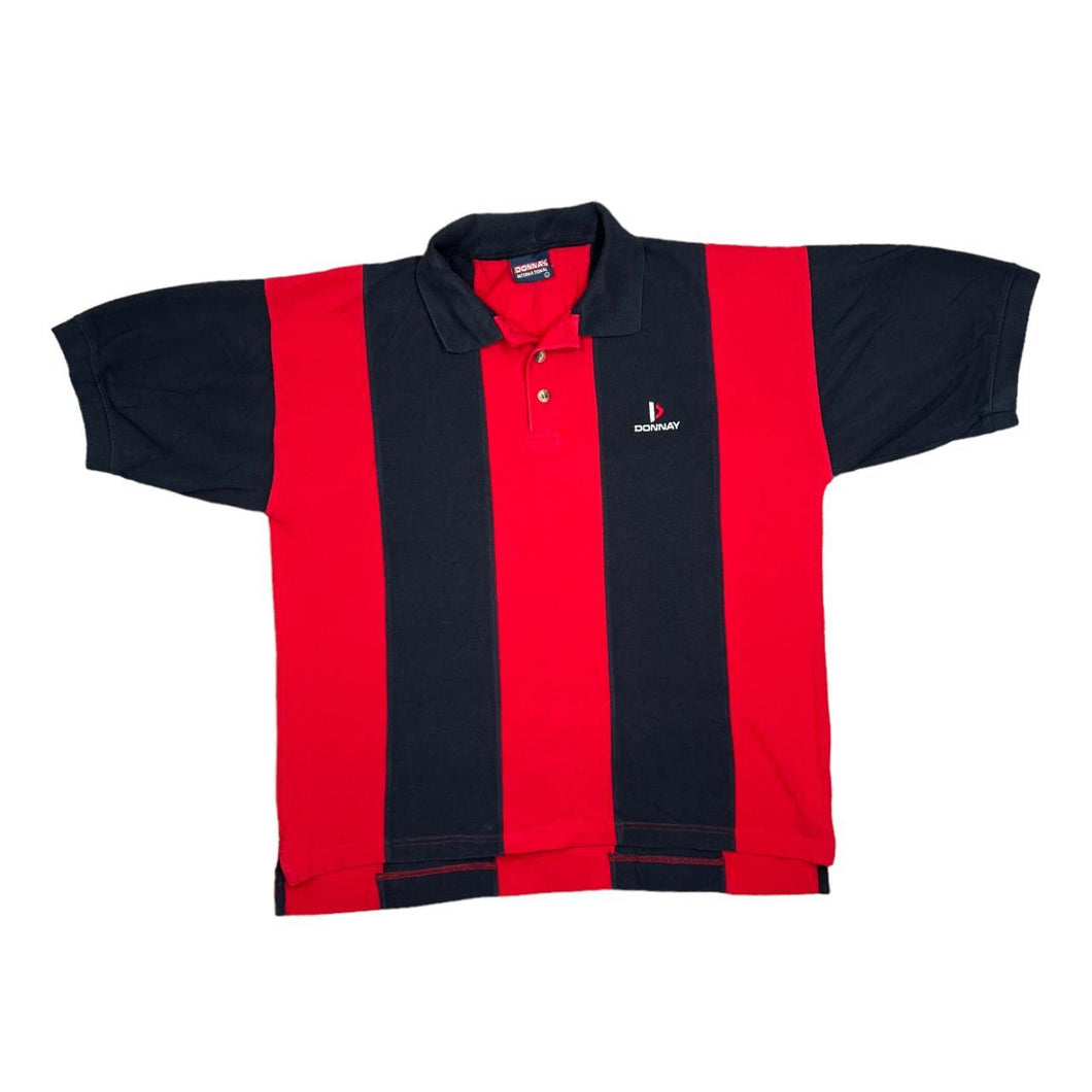 Early 00's DONNAY Classic Colour Block Striped Embroidered Mini Logo Short Sleeve Polo Shirt