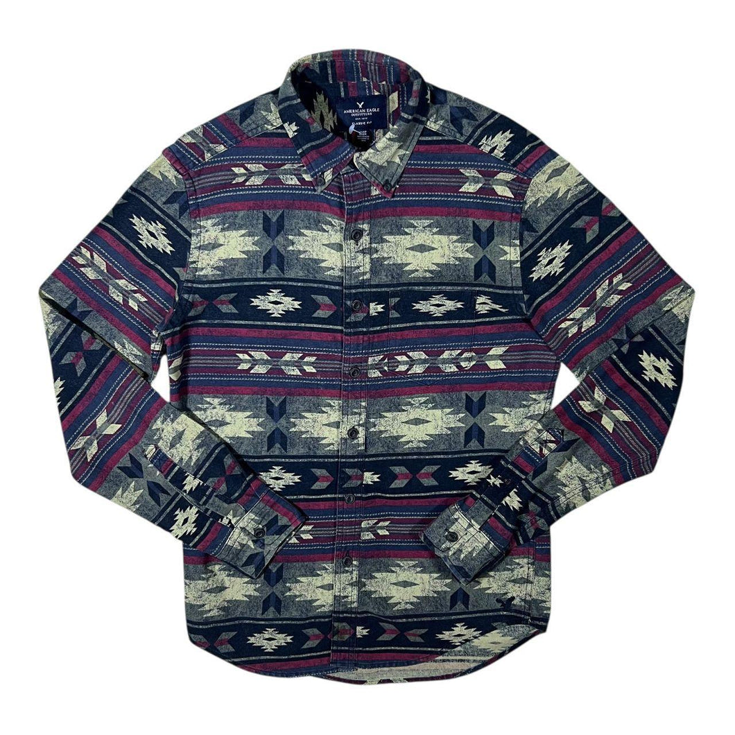 American Eagle Outfitters Aztec Patterned Cotton Long Sleeve Button-Up Shirt