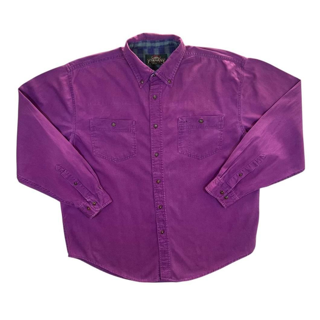 Vintage 90's Greatland Apparel Purple Long Sleeve Button-Up Cotton Shirt