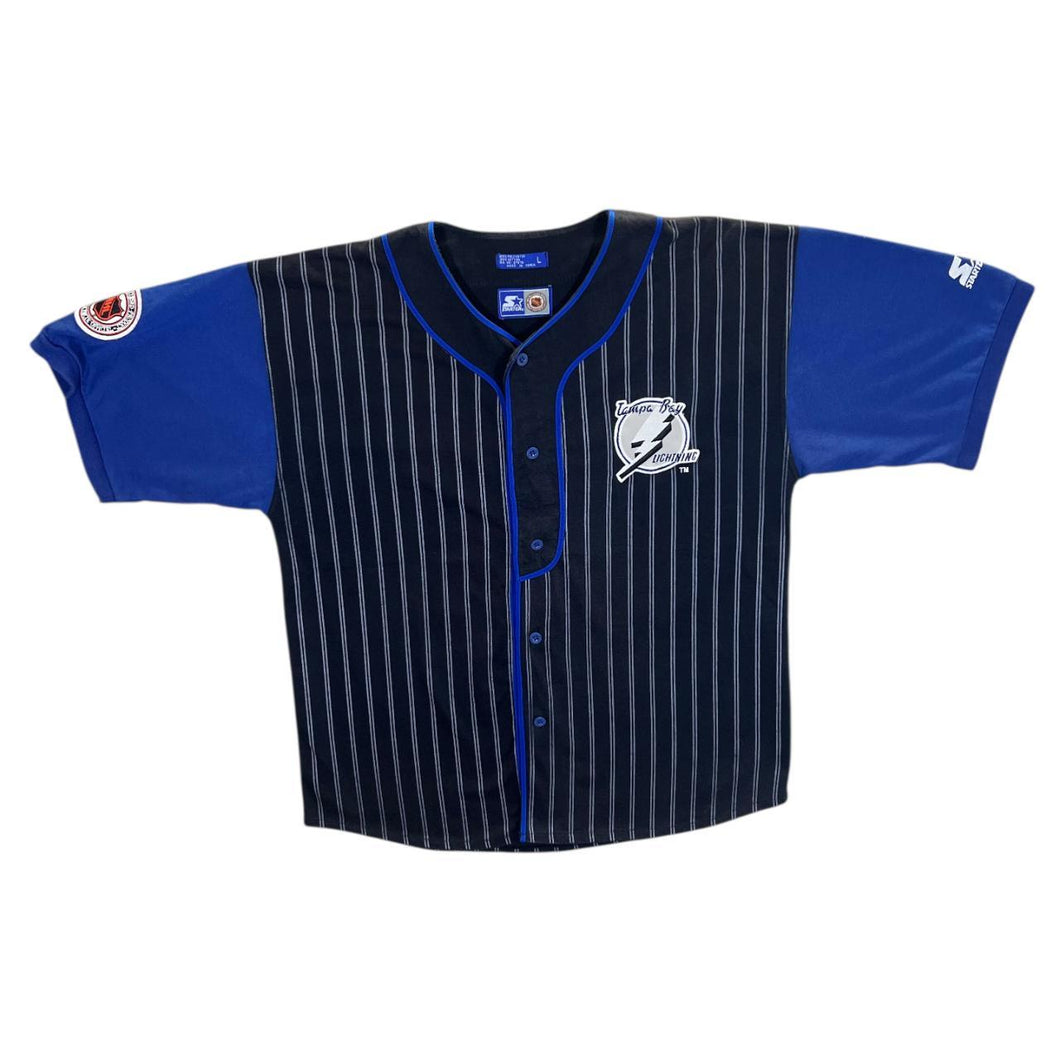 Vintage Starter NHL Tampa Bay Lightning Pinstripe Ice Hockey Baseball Jersey