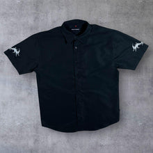 Load image into Gallery viewer, Vintage Much More Gothic Tribal Y2K Embroidered Sleeve Motif Black Short Sleeve Shirt
