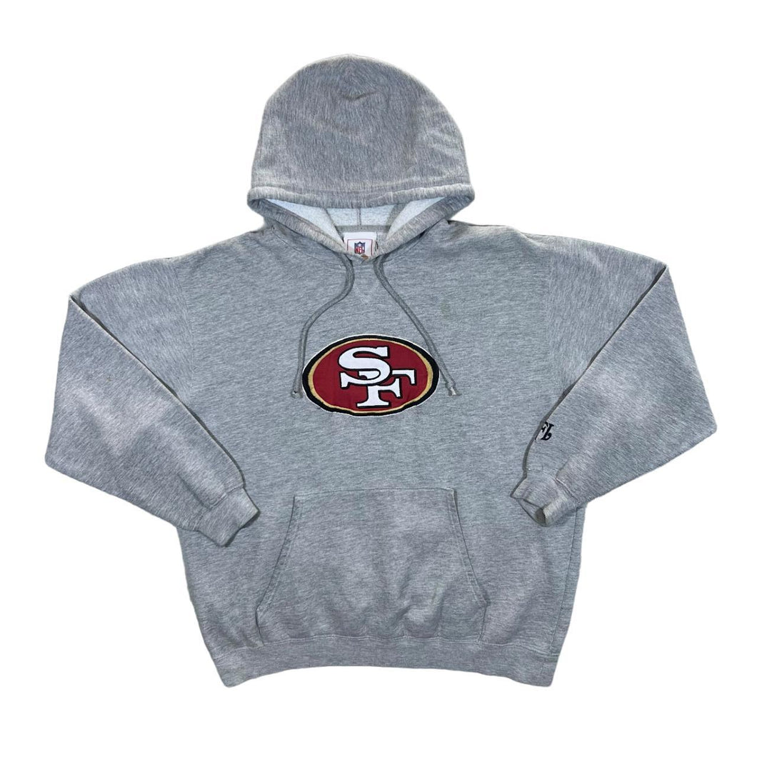 NFL SAN FRANCISCO 49ERS Football Embroidered Big Logo Pullover Grey Hoodie