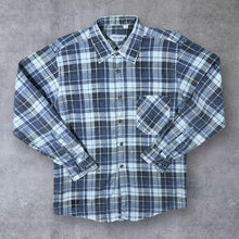 Load image into Gallery viewer, Vintage Lellerswallow Grey White Plaid Check Long Sleeve Cotton Flannel Shirt
