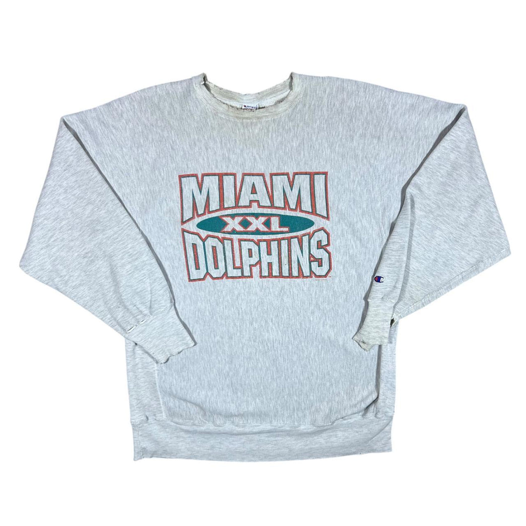 Vintage 90's Champion Reverse Weave NFL MIAMI DOLPHINS Graphic Distressed Sweatshirt