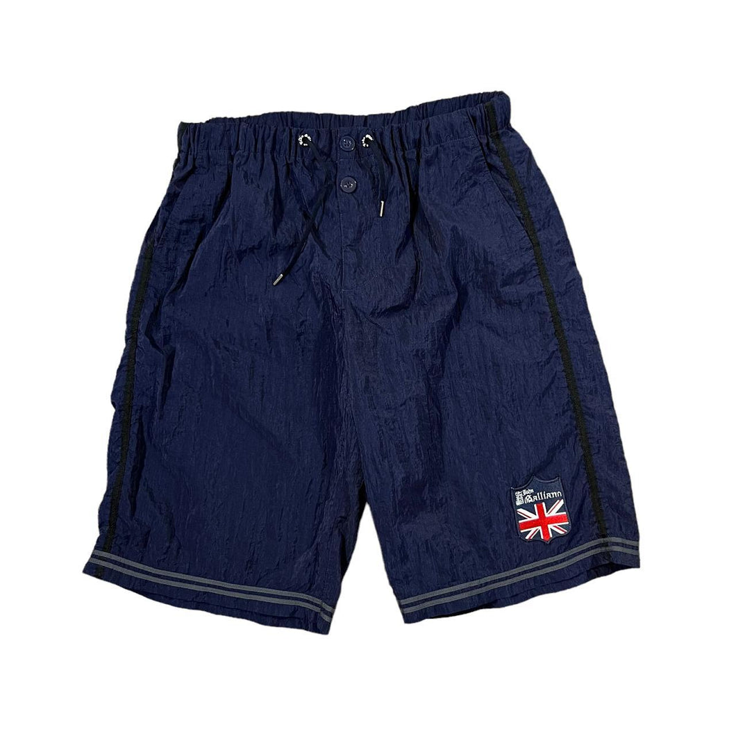 JOHN GALLIANO Beach Wear Navy Blue Patch Logo Nylon Shell Board Shorts