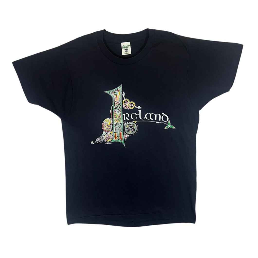 Vintage 90's IRELAND Souvenir Spellout Graphic Black Single Stitch T-Shirt