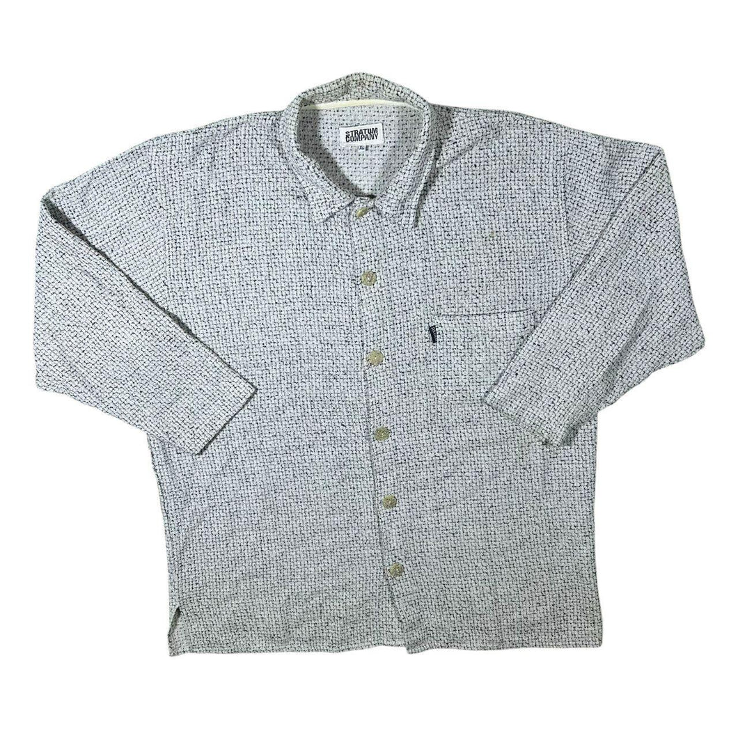 Vintage 90's Stratum Company Grey Black Micro Check Long Sleeve Flannel Shirt