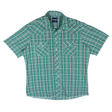 Load image into Gallery viewer, Vintage WRANGLER "Western Shirts" Green Plaid Check Cowboy Popper Short Sleeve Shirt
