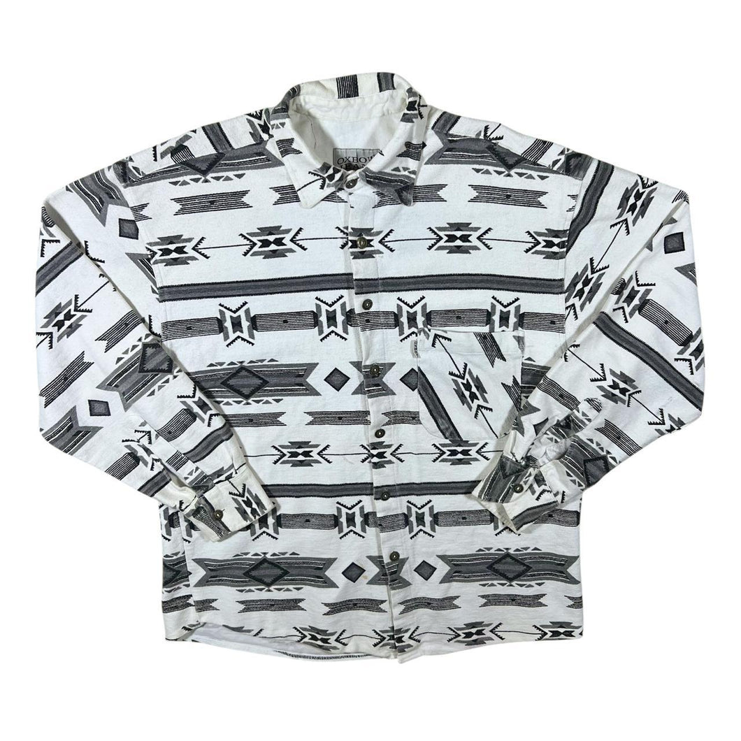 Vintage 90's Oxbow Jeans Aztec Crazy Patterned Long Sleeve Cotton Flannel Shirt