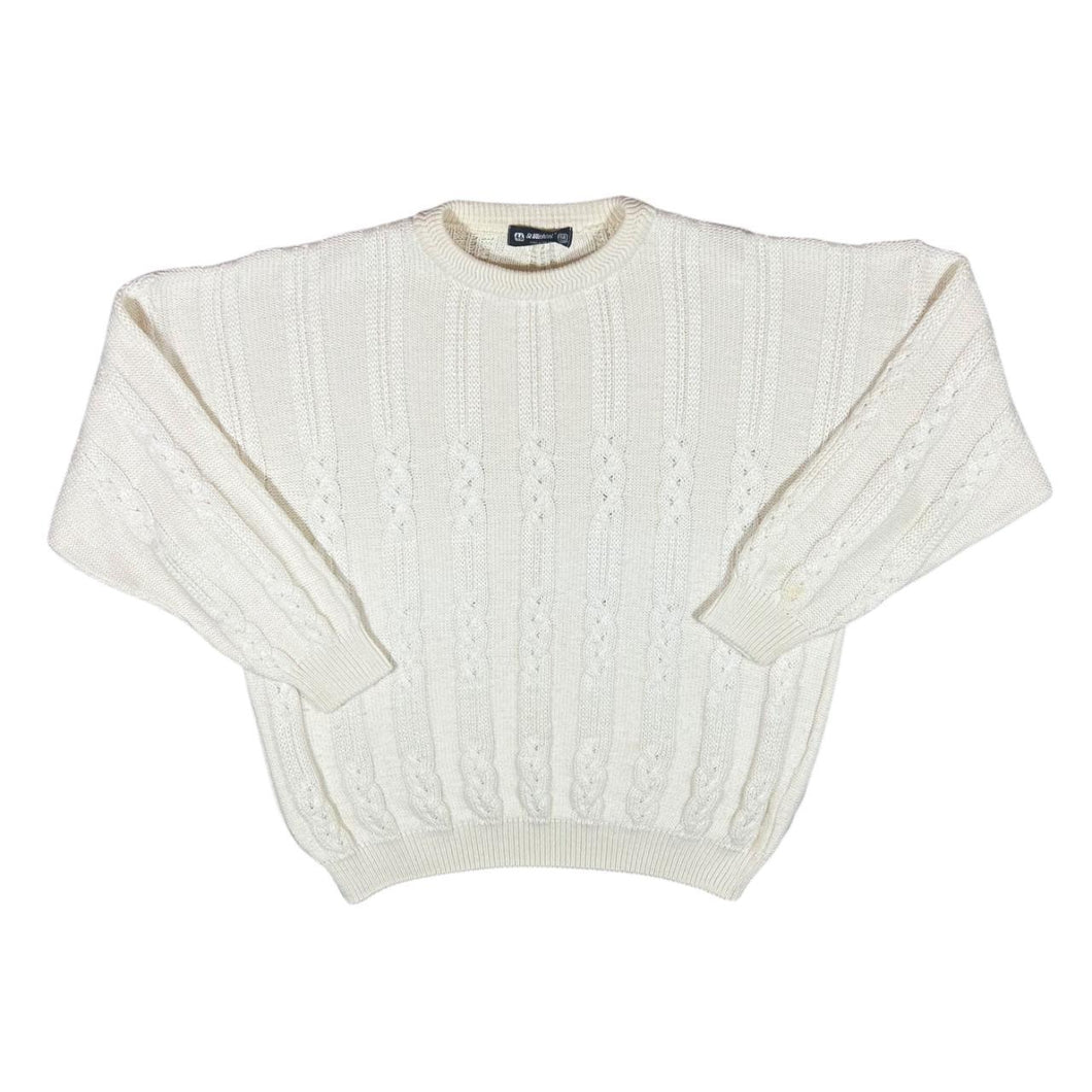 Vintage 90's ST MICHAEL Marks & Spencer Cream Chunky Cable Knit Cotton Acrylic Sweater Jumper