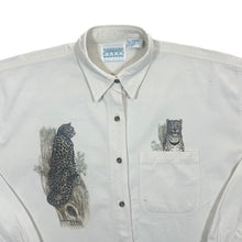 Load image into Gallery viewer, Vintage 90&#39;s Cherokee Beach Leopard Big Cat Animal Print Long Sleeve Cotton Shirt
