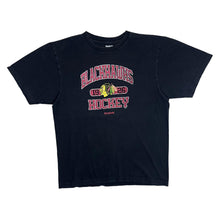 Load image into Gallery viewer, Reebok NHL CHICAGO BLACKHAWKS Ice Hockey Logo Spellout Graphic T-Shirt
