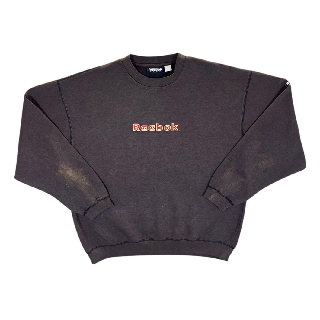 Early 00's Reebok Essentials Embroidered Spellout Faded Distressed Sweatshirt