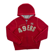 Load image into Gallery viewer, NFL SAN FRANCISCO 49ERS Embroidered Logo Spellout Fleece Lined Red Zip Hoodie
