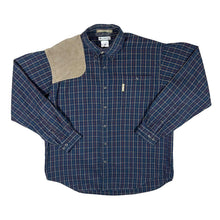 Load image into Gallery viewer, Vintage COLUMBIA Plaid Check Leather Shoulder Panel Long Sleeve Button-Up Flannel Shirt
