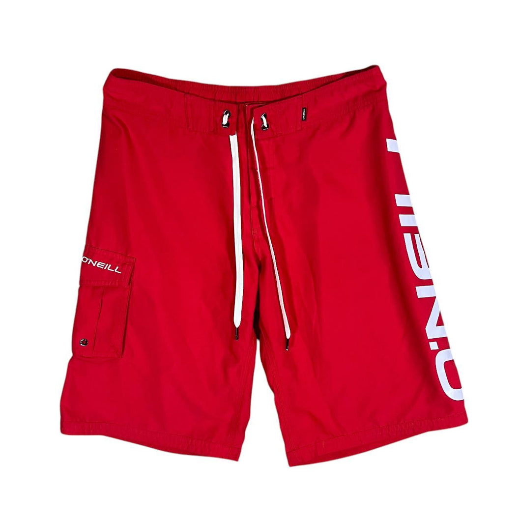 Early 00's O'NEILL Classic Spellout Graphic Surfer Skater Red Board Shorts