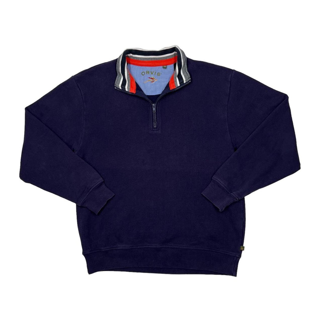 Early 00’s ORVIS Classic Basic Essential Striped Collar 1/4 Zip Pullover Sweatshirt
