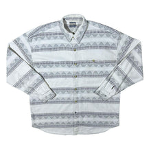 Load image into Gallery viewer, Vintage Tom Tompson Crazy Abstract Patterned White Grey Long Sleeve Flannel Shirt
