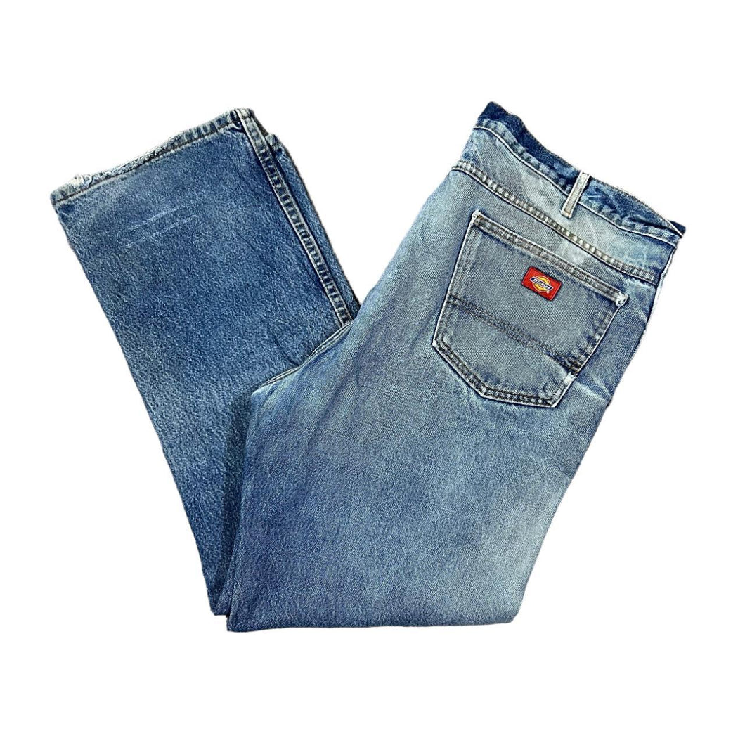 Early 00's DICKIES Made In Mexico Straight Leg Regular Fit Distressed Blue Denim Jeans