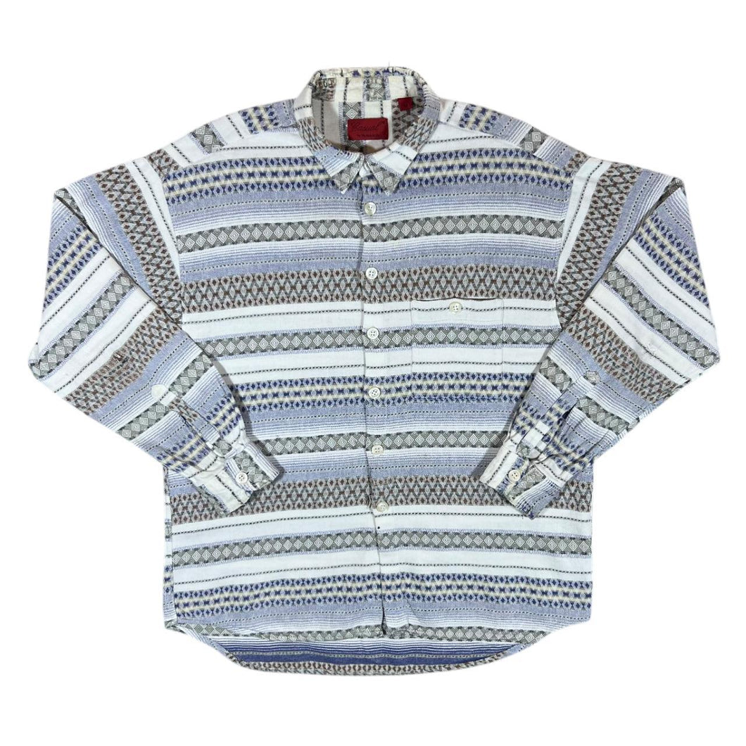 Vintage CASUAL BY NETTELSTROTH Patterned Striped Long Sleeve Flannel Shirt