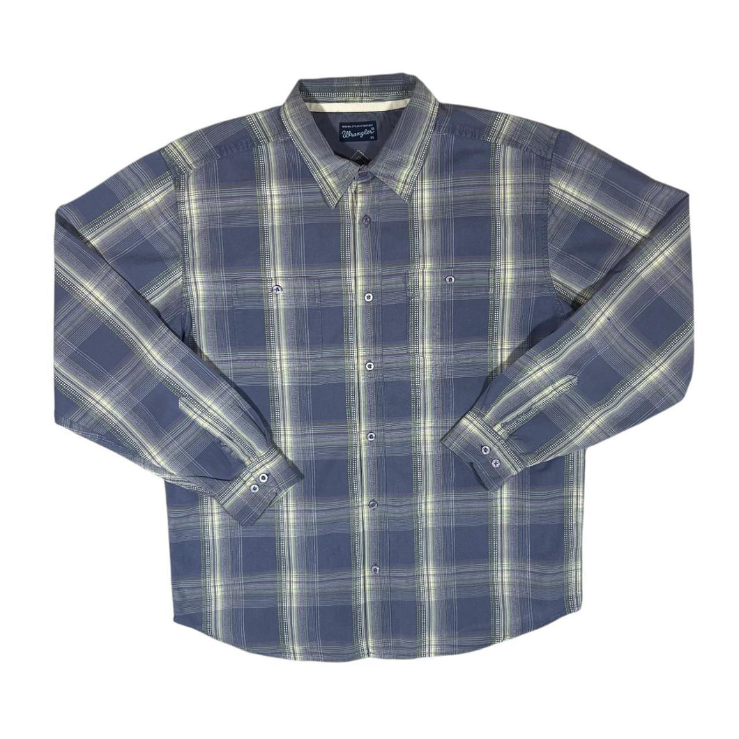 Vintage WRANGLER Grey Multi Plaid Check Long Sleeve Cotton Shirt