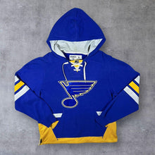 Load image into Gallery viewer, CCM NHL St Louis Blues Embroidered Logo Ice Hockey Lace Neck Blue Hoodie
