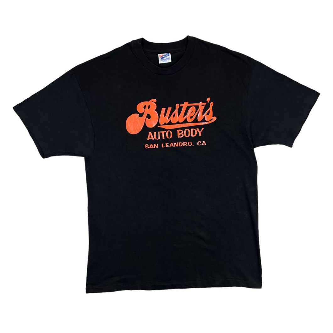 Vintage 90's Hanes BUSTER'S AUTO BODY Car Garage USA Graphic Single Stitch T-Shirt