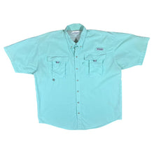 Load image into Gallery viewer, COLUMBIA PFG Fishing Turquoise Tactel Nylon Utility Short Sleeve Shirt
