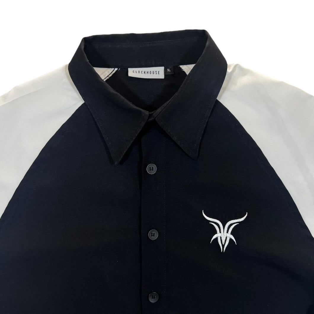 Early 00's Clockhouse Gothic Y2K Tribal Embroidered Polyester Long Sleeve Shirt