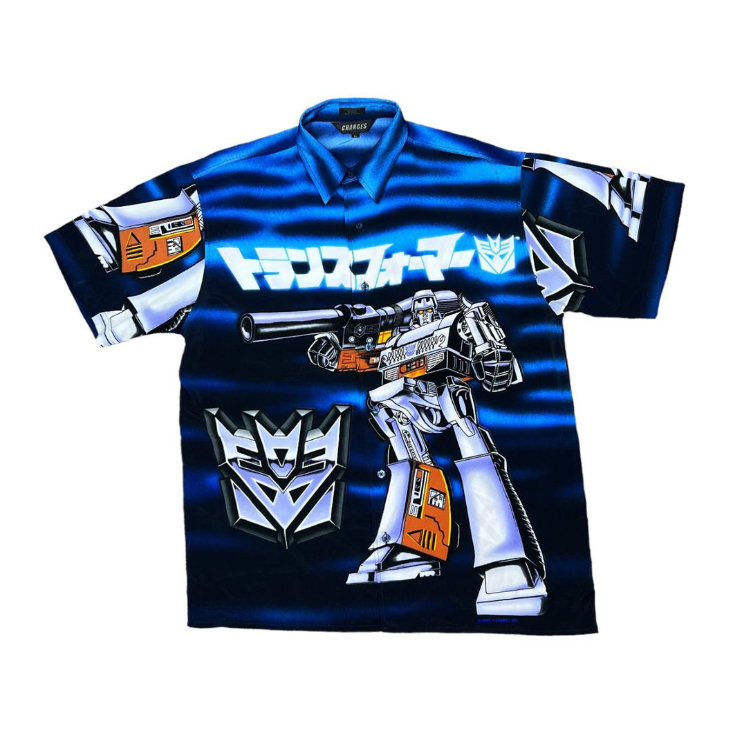 Vintage CHANGES (2000) Transformers Decepticons All-Over Print Graphic Polyester Shirt