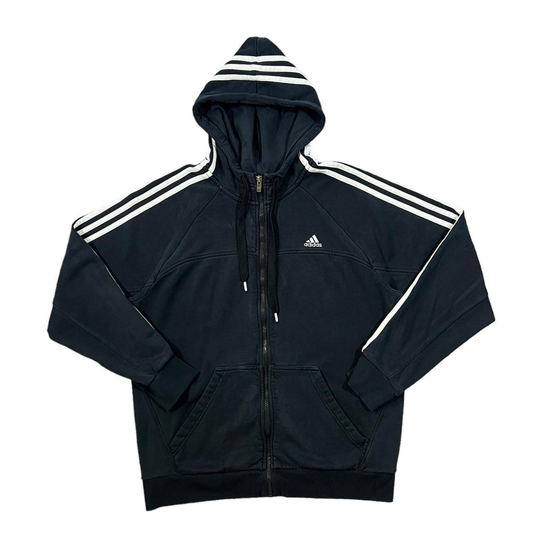 ADIDAS Classic Three Stripe Embroidered Mini Logo Zip Hoodie