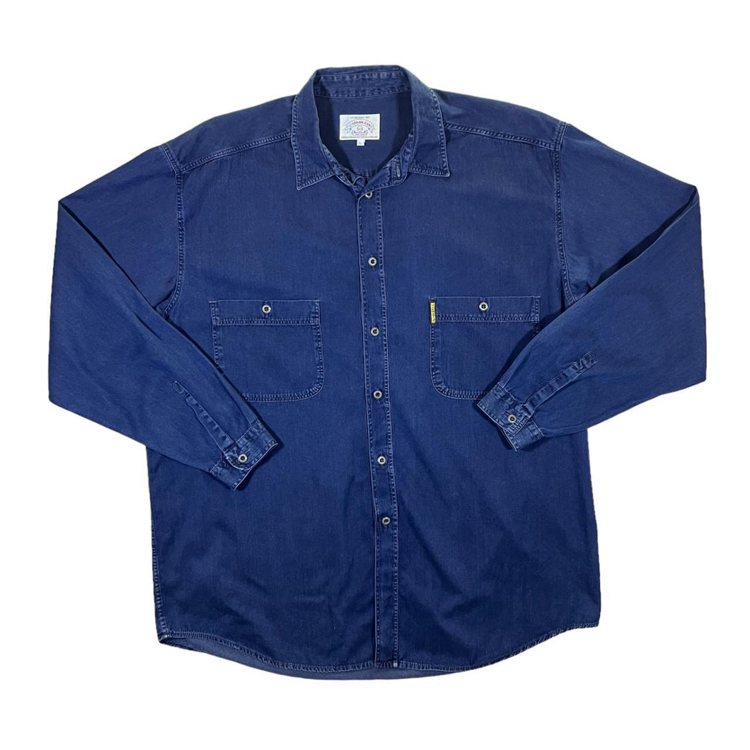 Early 00's ARMANI JEANS Classic Pocket Tab Navy Blue Cotton Long Sleeve Shirt