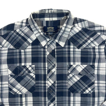 Load image into Gallery viewer, Levi&#39;s Signature Cowboy Western Blue Grey White Check Popper Button Long Sleeve Shirt

