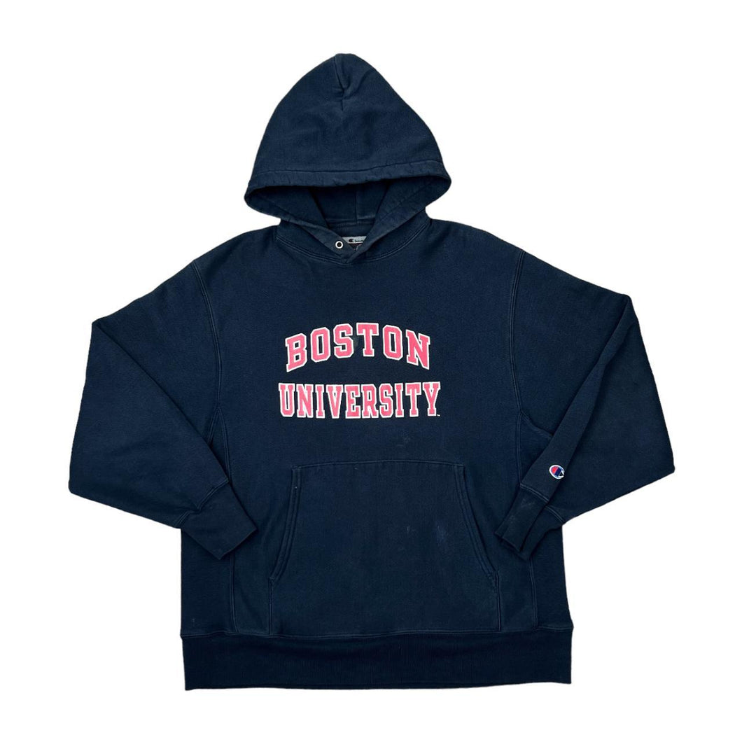 Early 00's Champion BOSTON UNIVERSITY College Spellout Graphic Pullover Hoodie